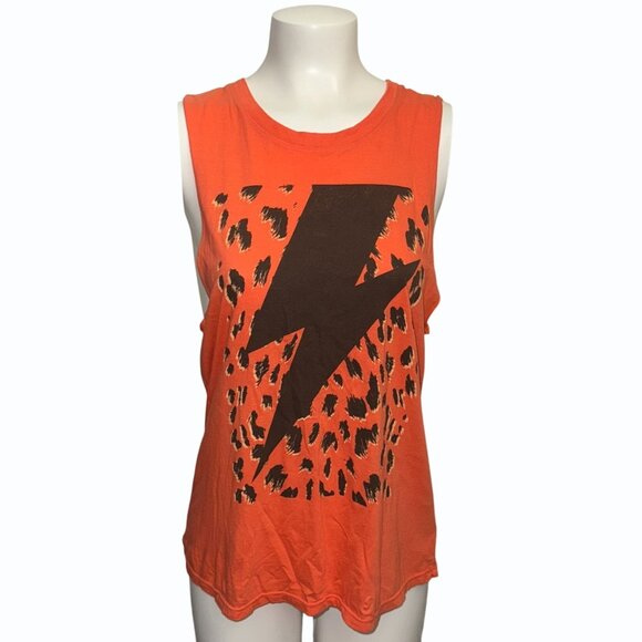 LetLuv Tops - Anthropologie Letluv Ligntning Bolt Tank Top Womens S Orange Graphic Animal